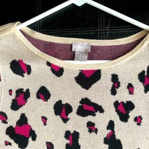 Cute Chico’s lightweight leopard pink print sweater.